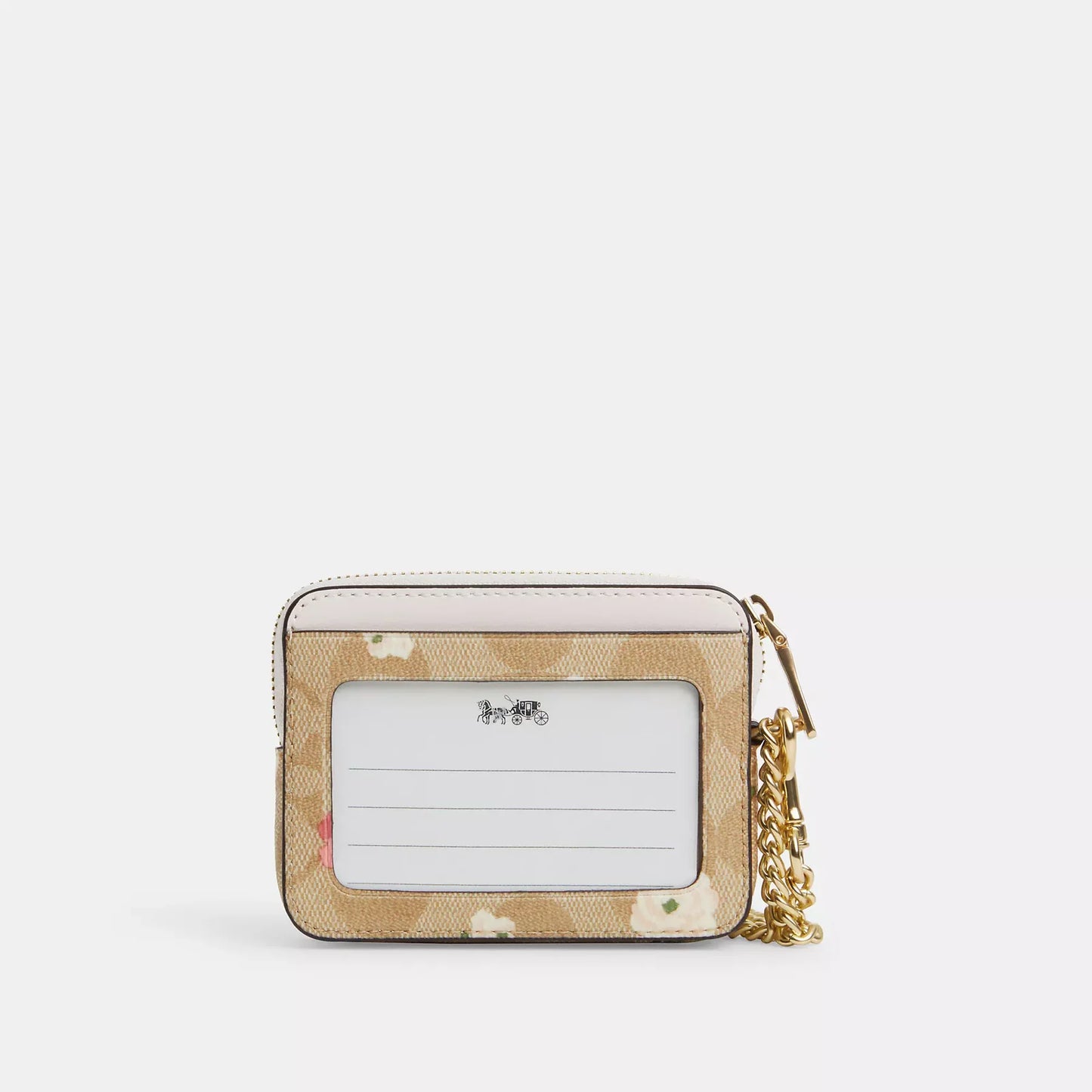 Monedero Coach Zip Card Case Beige Flores