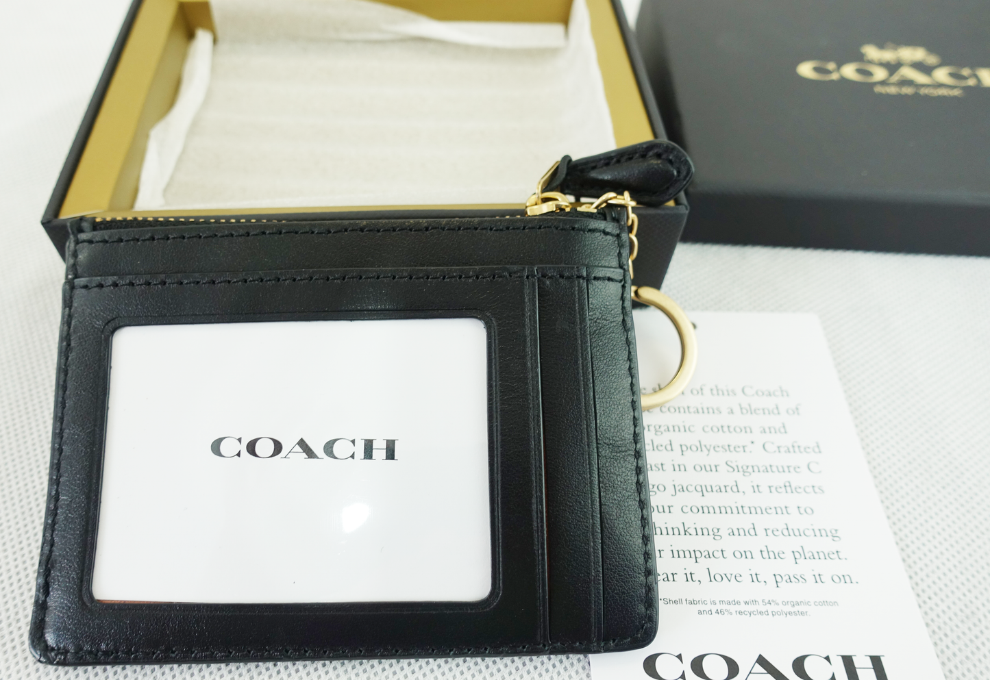 Monedero Tarjetero Coach Mini Skinny ID Card Case with box - Negro/Gris