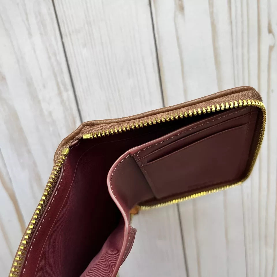 Cartera Coach Small Zip Around Wallet In Signature Jacquard - Marrón