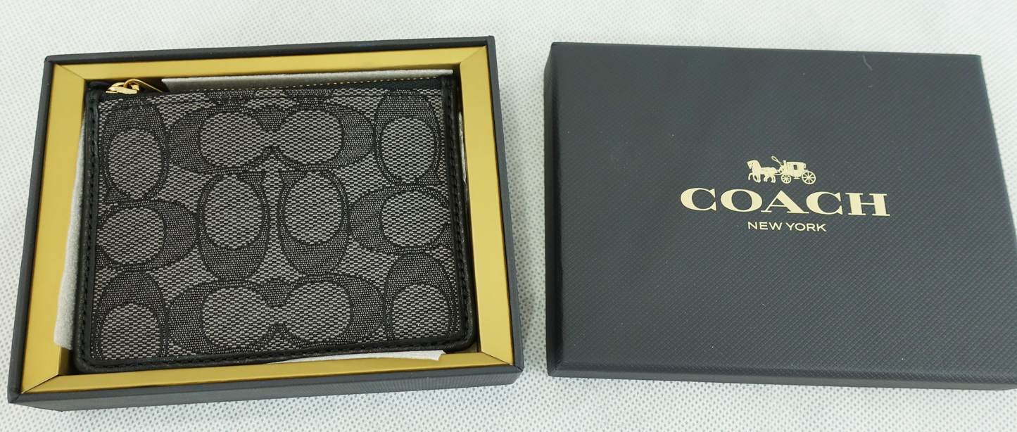Monedero Tarjetero Coach Mini Skinny ID Card Case with box - Negro/Gris