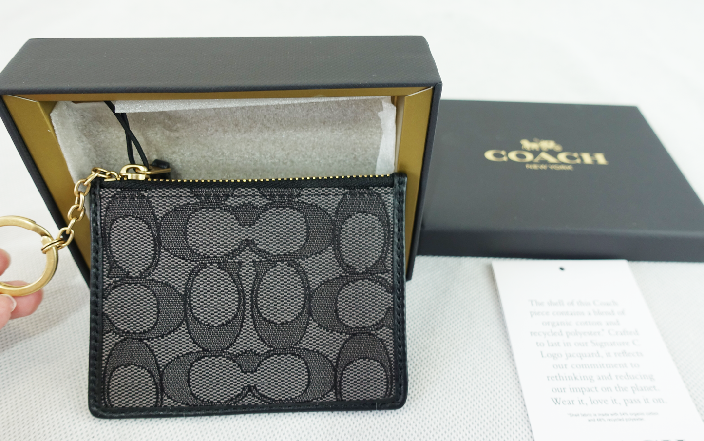 Monedero Tarjetero Coach Mini Skinny ID Card Case with box - Negro/Gris