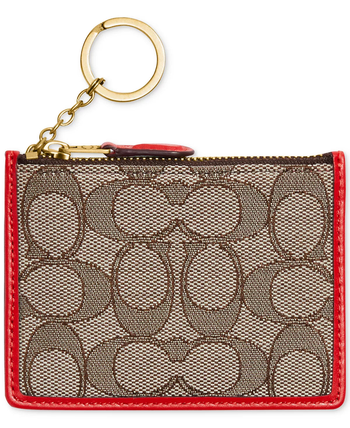 Monedero Tarjetero Coach Mini Skinny ID Card Case with box - MARRÓN/ROJO