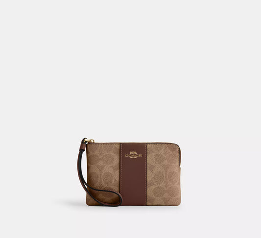 Monedero Coach Corner Zip Tan/Brown