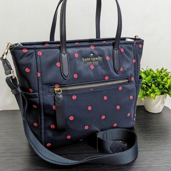 Bolsa Kate Spade Chelsea Medium Satchel - Azul Puntos Rosas