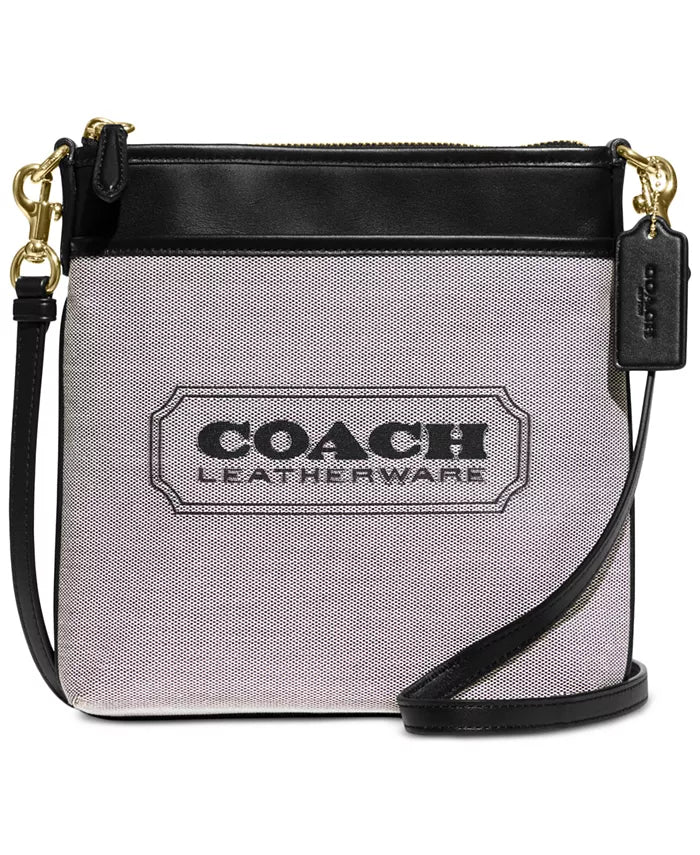 Bolsa Coach Badge Jacquard Kitt Crossbody - NEGRO