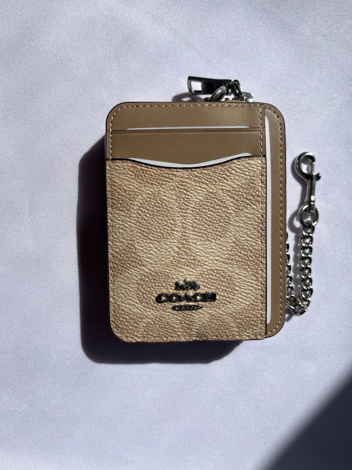 Monedero Coach Zip Card Case Marrón Sand/Taupe