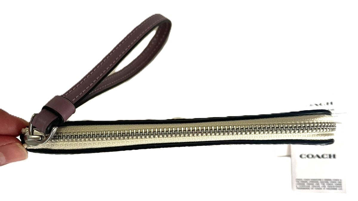 Monedero Coach Corner Zip Flower Printed Beige Morado