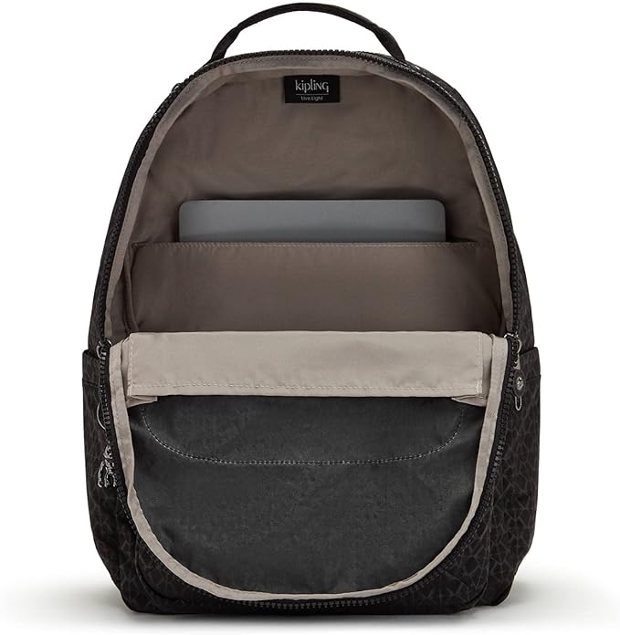 Mochila Kipling Seoul Grande Negro Signature Embossed