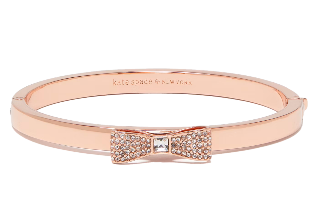 Pulsera Kate Spade Ready Set Bow Pave Bow Bangle Dorado Rosado