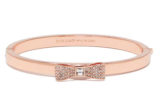 Pulsera Kate Spade Ready Set Bow Pave Bow Bangle Dorado Rosado