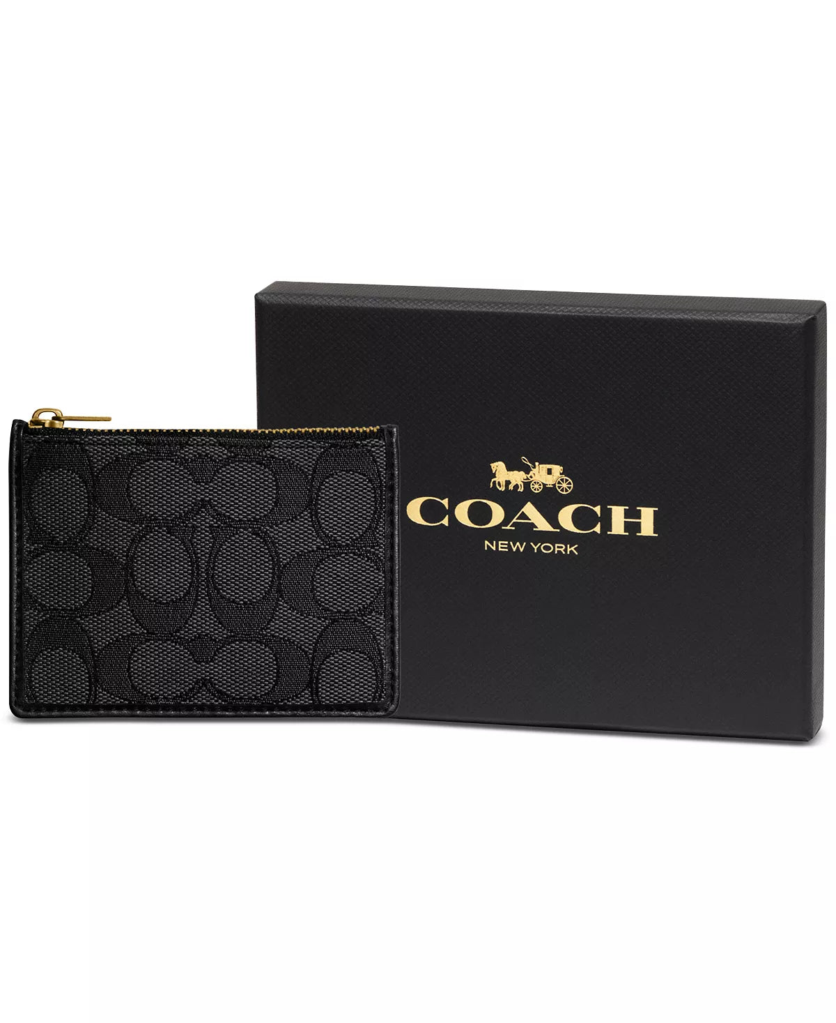 Monedero Tarjetero Coach Mini Skinny ID Card Case with box - Negro/Gris