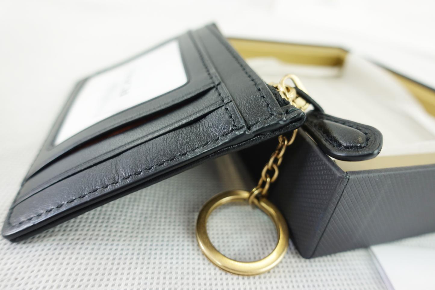 Monedero Tarjetero Coach Mini Skinny ID Card Case with box - Negro/Gris