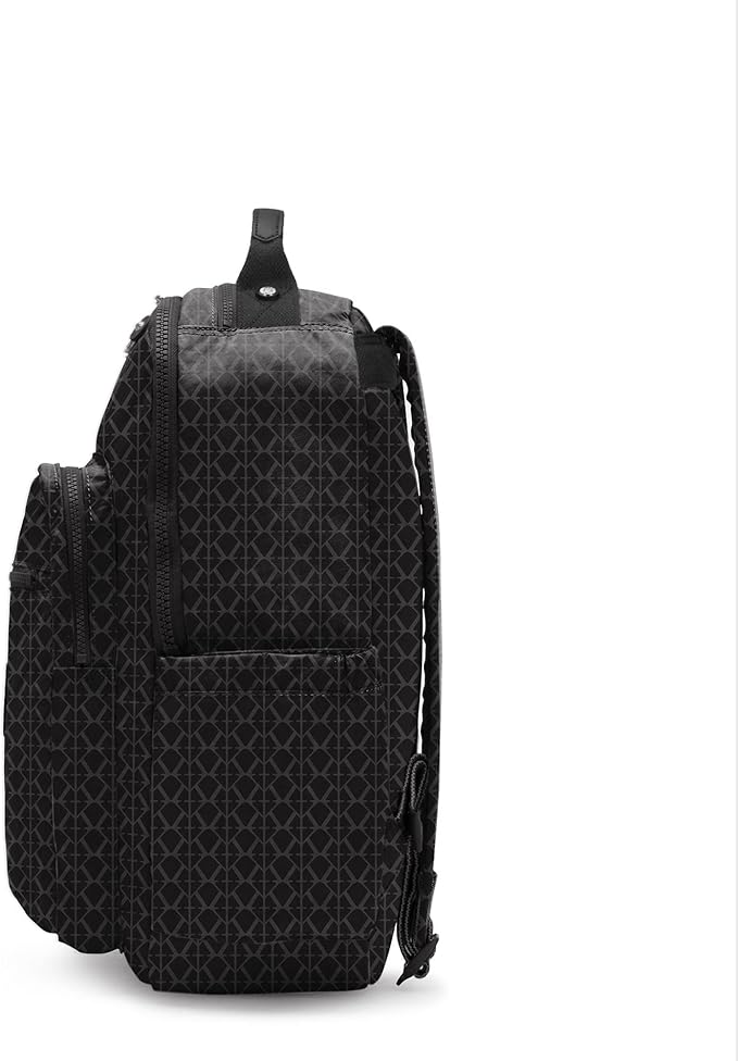 Mochila Kipling Seoul Grande Negro Signature Embossed