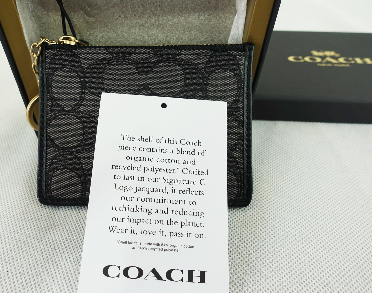 Monedero Tarjetero Coach Mini Skinny ID Card Case with box - Negro/Gris