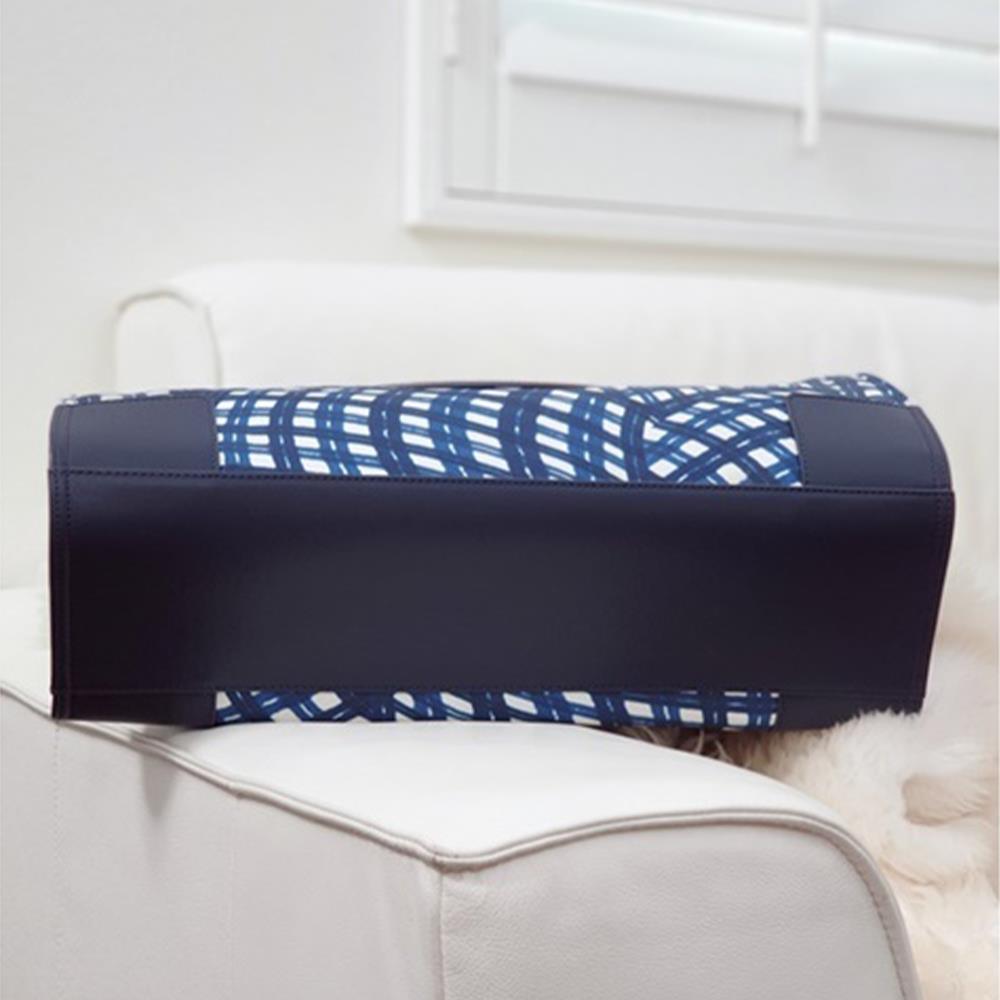 Tory Burch Ella Tote Bag Navy Warped Gingham