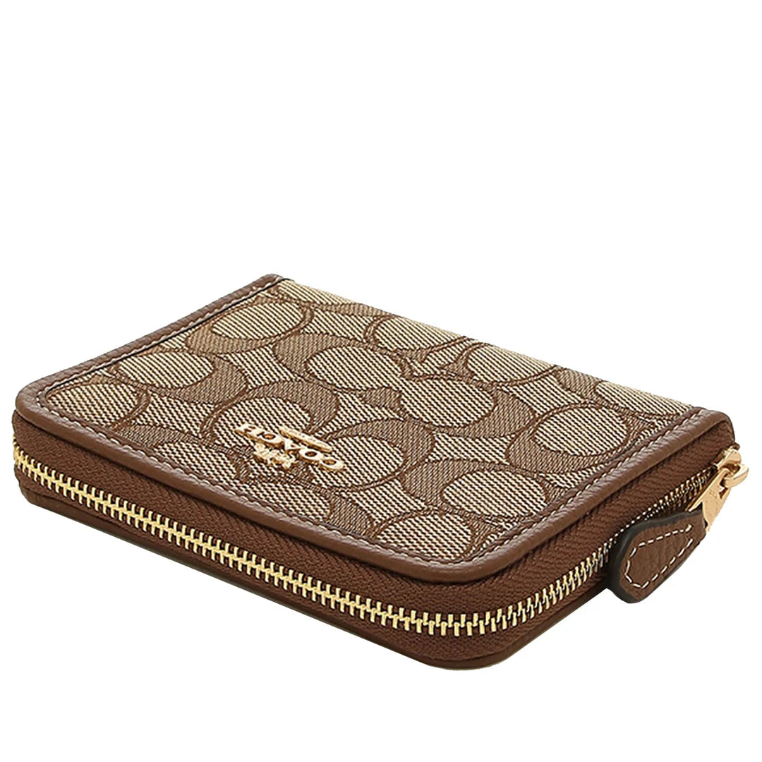 Cartera Coach Small Zip Around Wallet In Signature Jacquard - Marrón