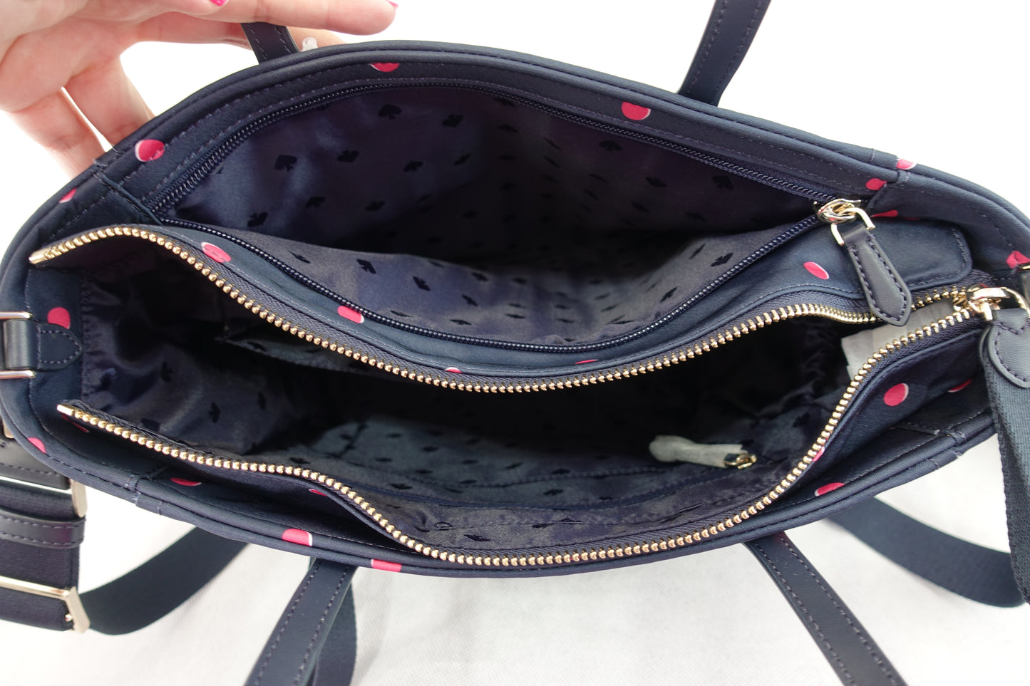 Bolsa Kate Spade Chelsea Medium Satchel - Azul Puntos Rosas