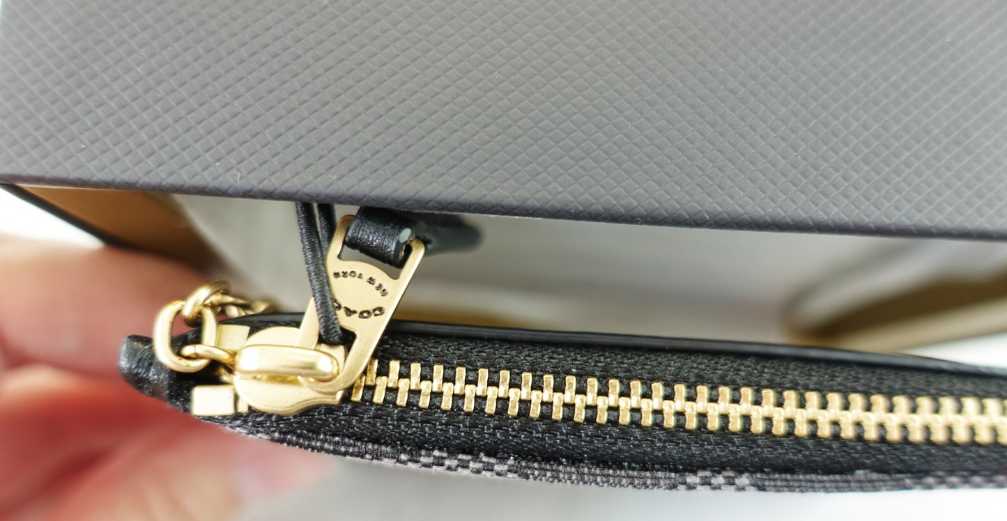 Monedero Tarjetero Coach Mini Skinny ID Card Case with box - Negro/Gris