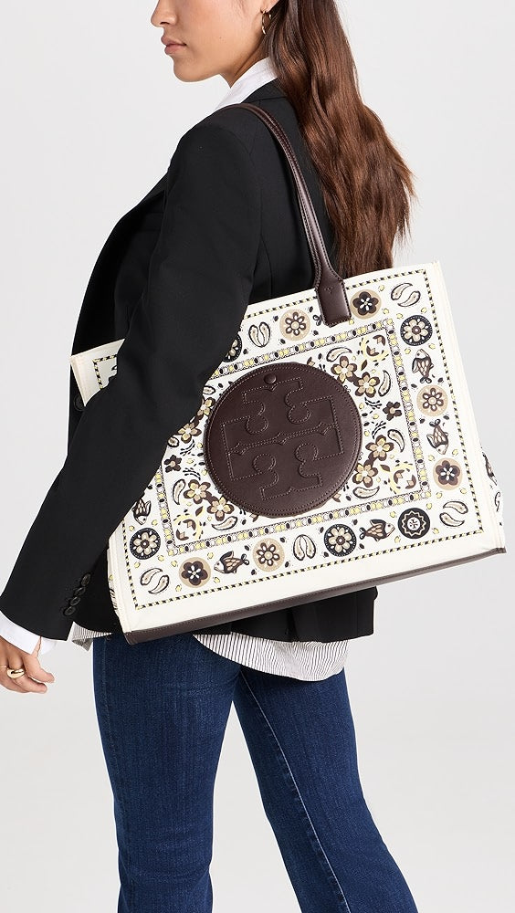 Tory Burch Ella Printed Tote Bag Beige