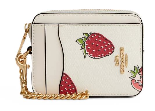 Monedero Coach Zip Card Case Fresas