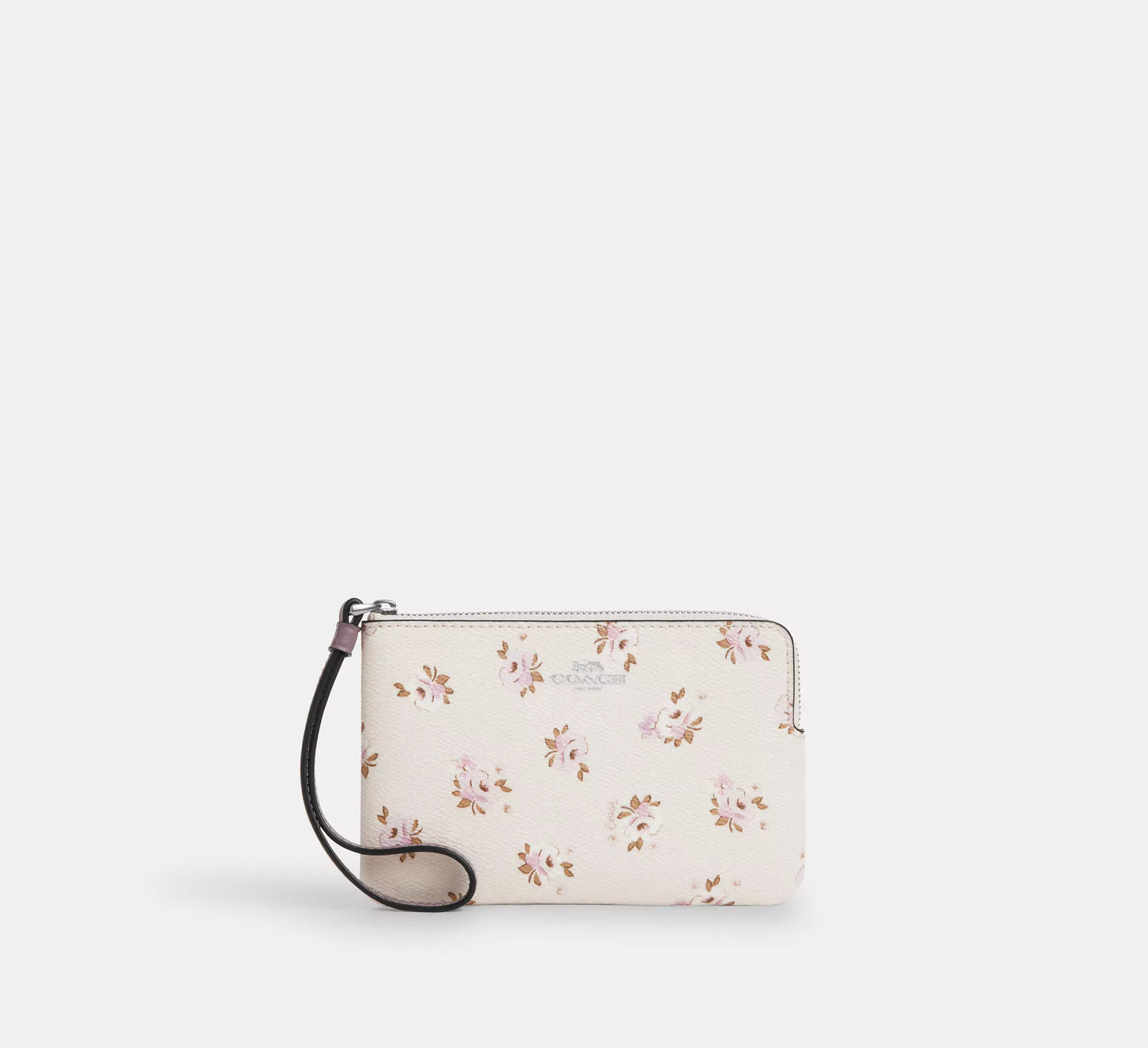 Monedero Coach Corner Zip Flower Printed Beige Morado
