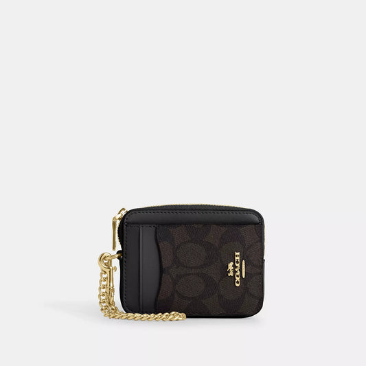 Monedero Coach Zip Card Case Cafe/Negro