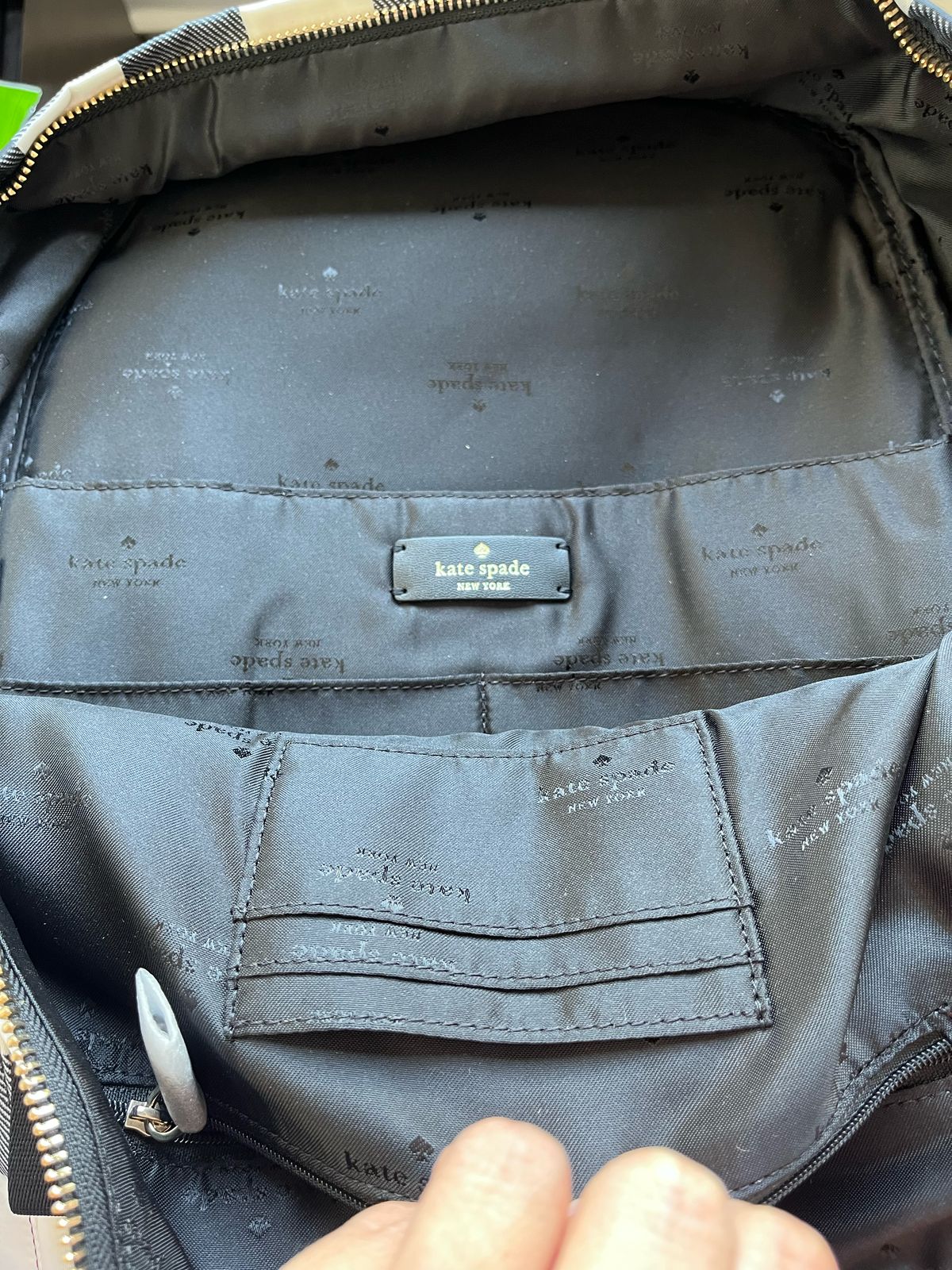 Mochila Kate Spade Chelsea Textured Gingham Print Blanco Negro