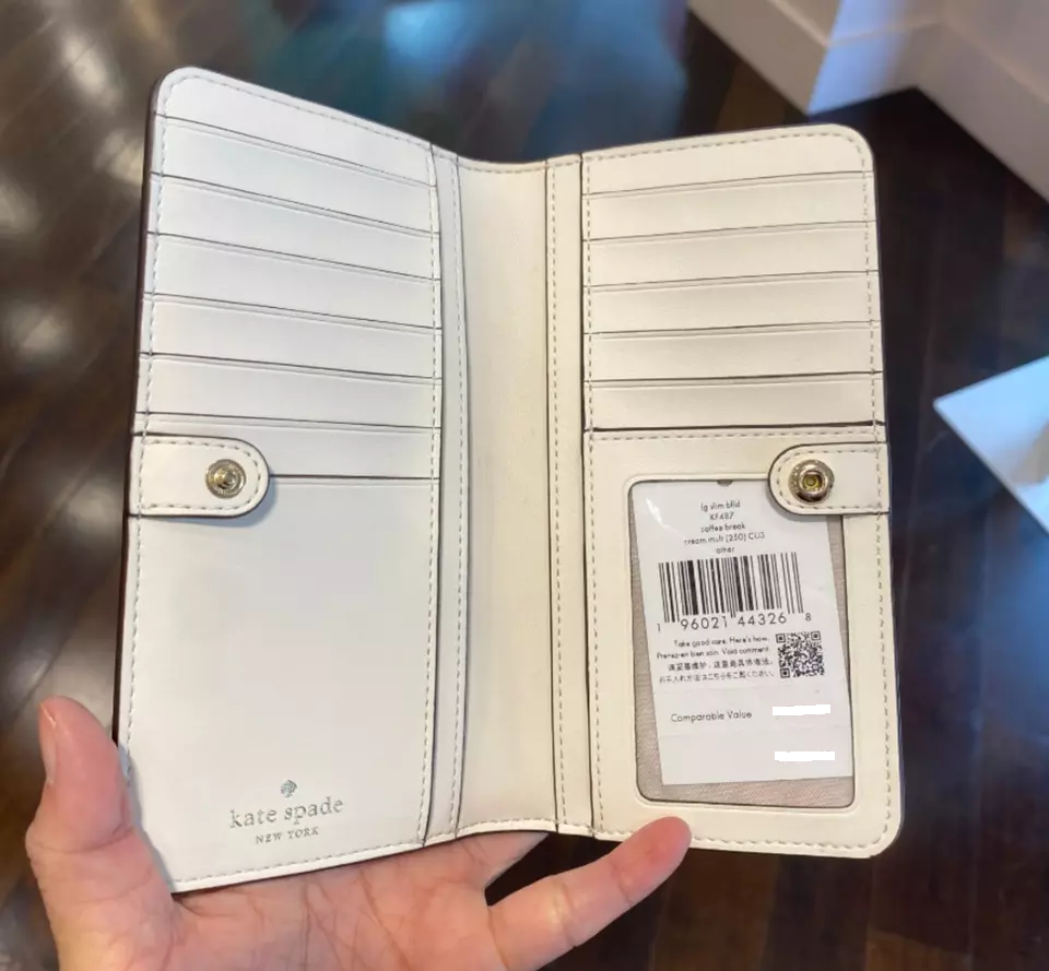 Cartera Kate Spade Large Slim Bifold Coffe Break Cream