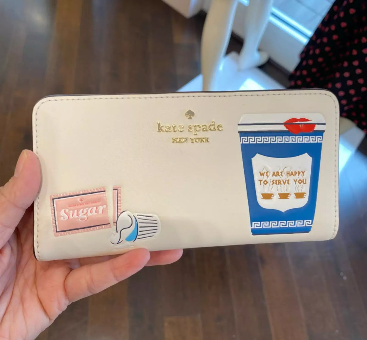 Cartera Kate Spade Large Slim Bifold Coffe Break Cream