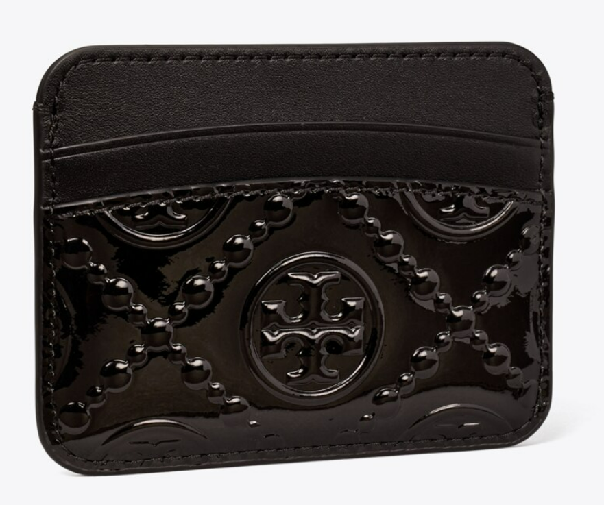 Tarjetero Tory Burch T Monogram Patent Card Case - Black