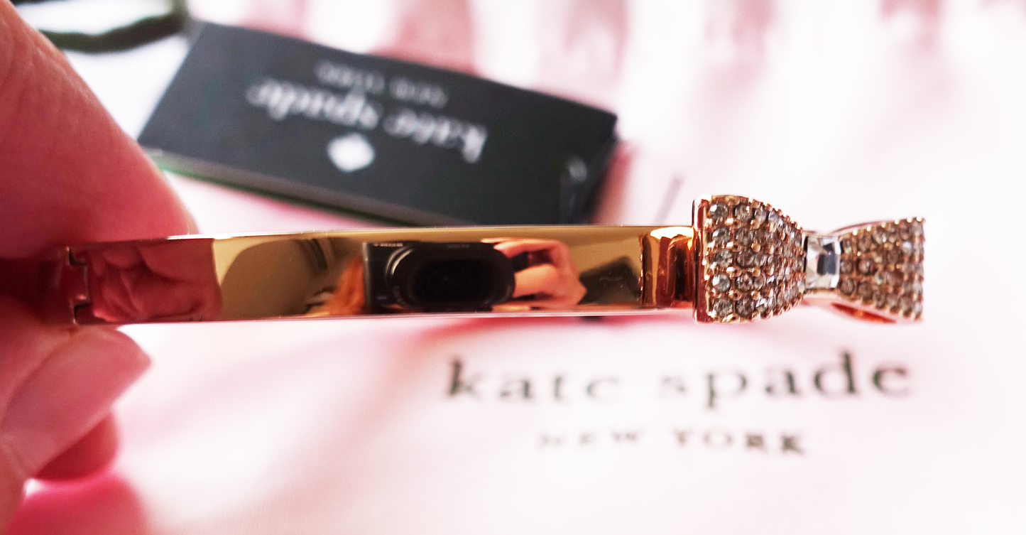 Pulsera Kate Spade Ready Set Bow Pave Bow Bangle Dorado Rosado