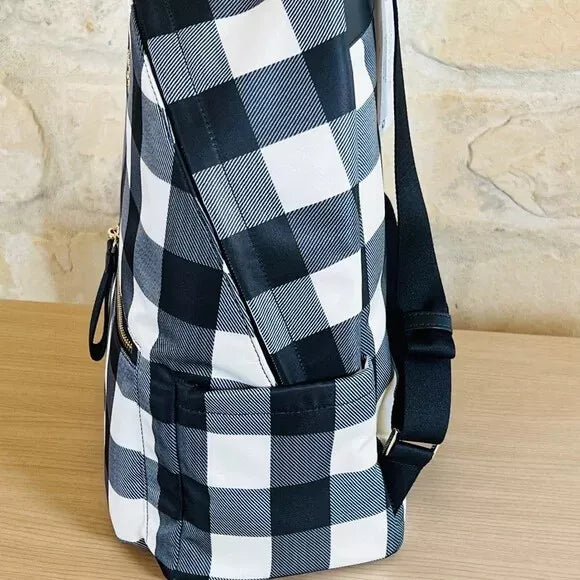 Mochila Kate Spade Chelsea Textured Gingham Print Blanco Negro