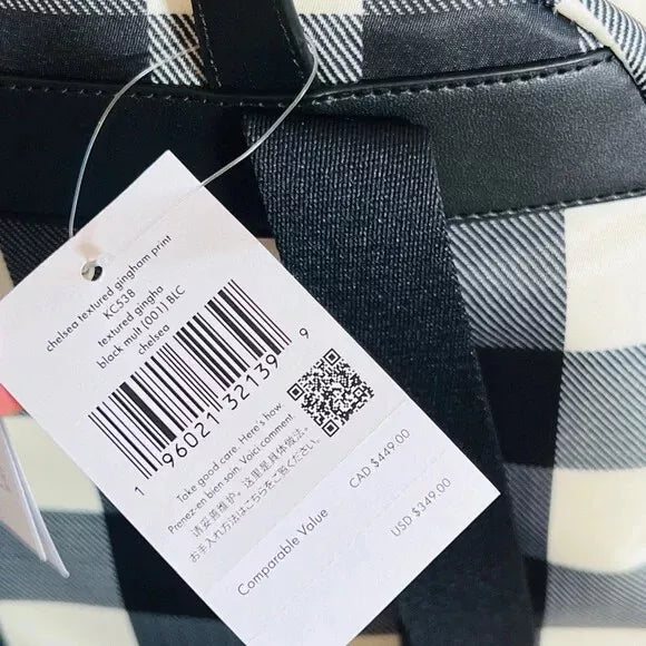 Mochila Kate Spade Chelsea Textured Gingham Print Blanco Negro