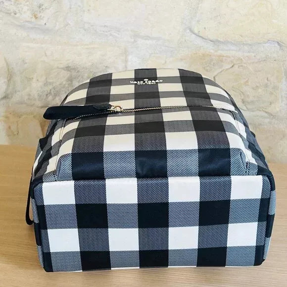 Mochila Kate Spade Chelsea Textured Gingham Print Blanco Negro