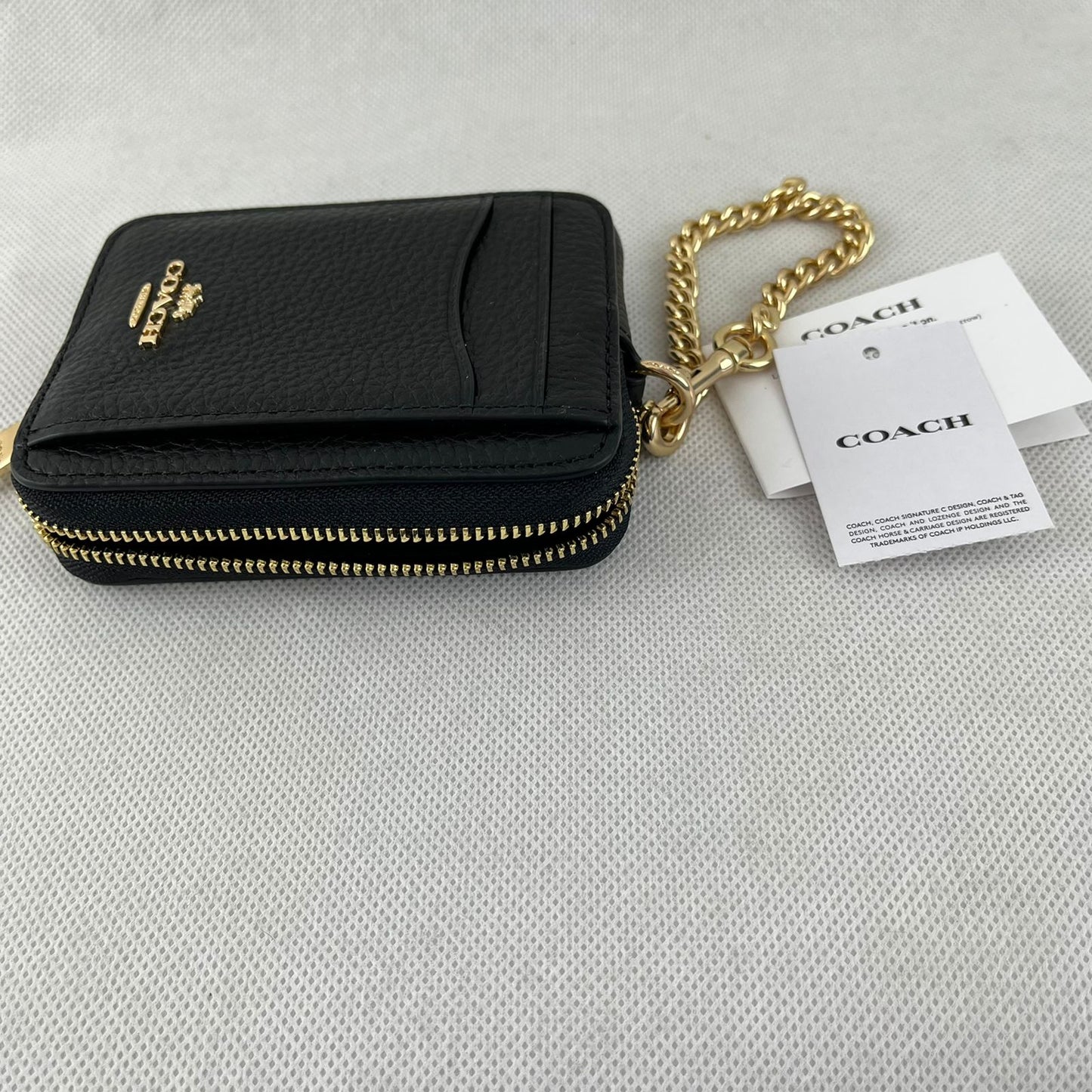 Monedero Coach Zip Card Case Negro