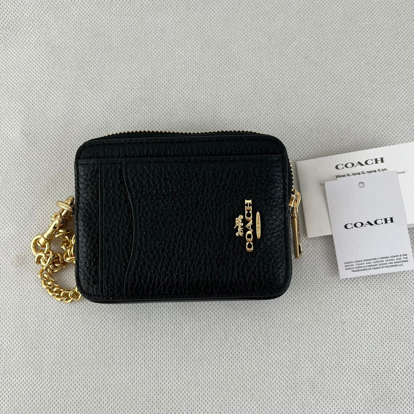 Monedero Coach Zip Card Case Negro
