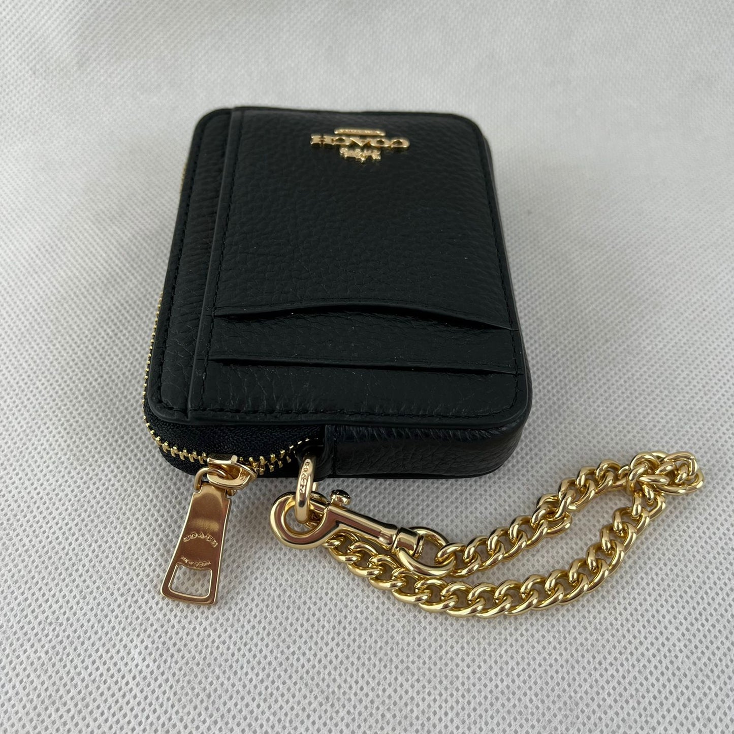 Monedero Coach Zip Card Case Negro