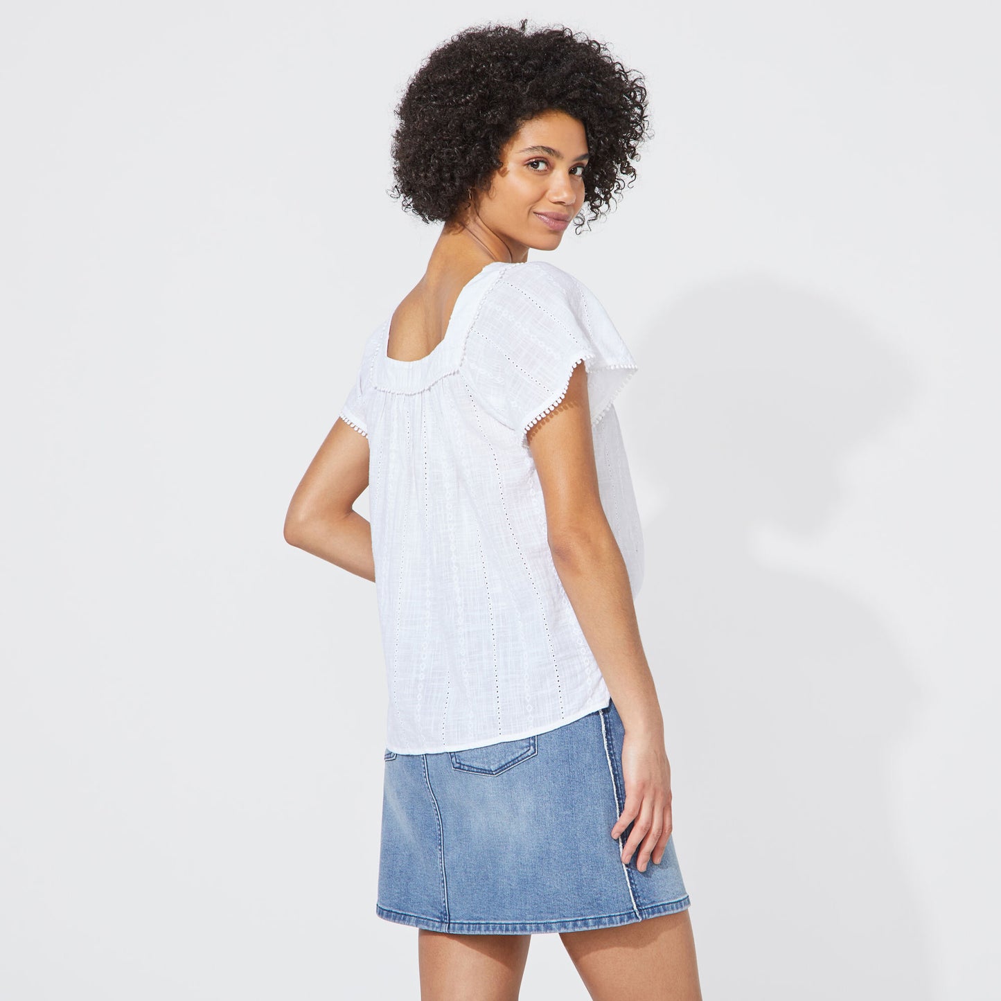Blusa Nautica Dama Embroidered Stripe Square Neck Top
