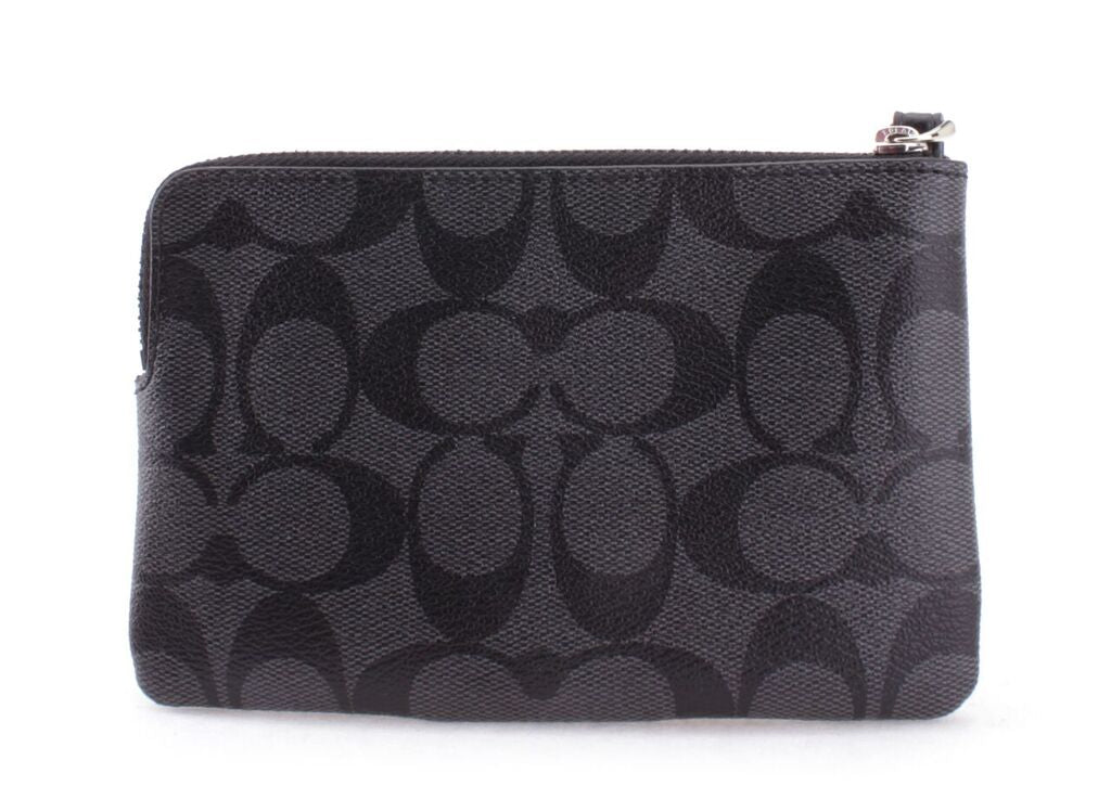 Monedero Coach Corner Zip Estampado Negro & Gris