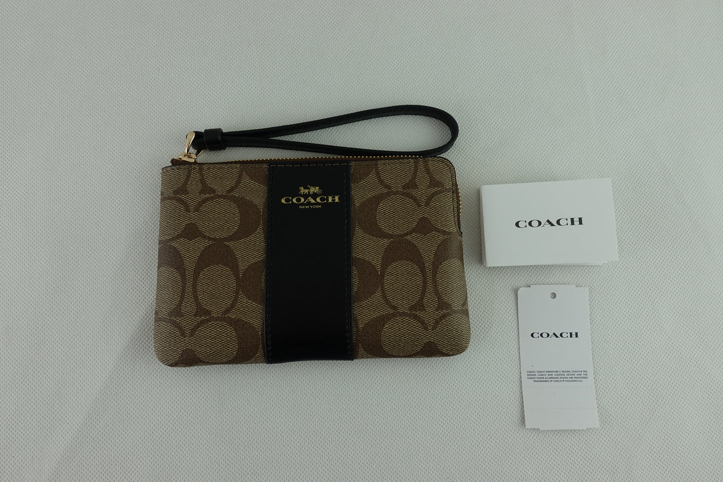Monedero Coach Corner Zip Estampado Cafe