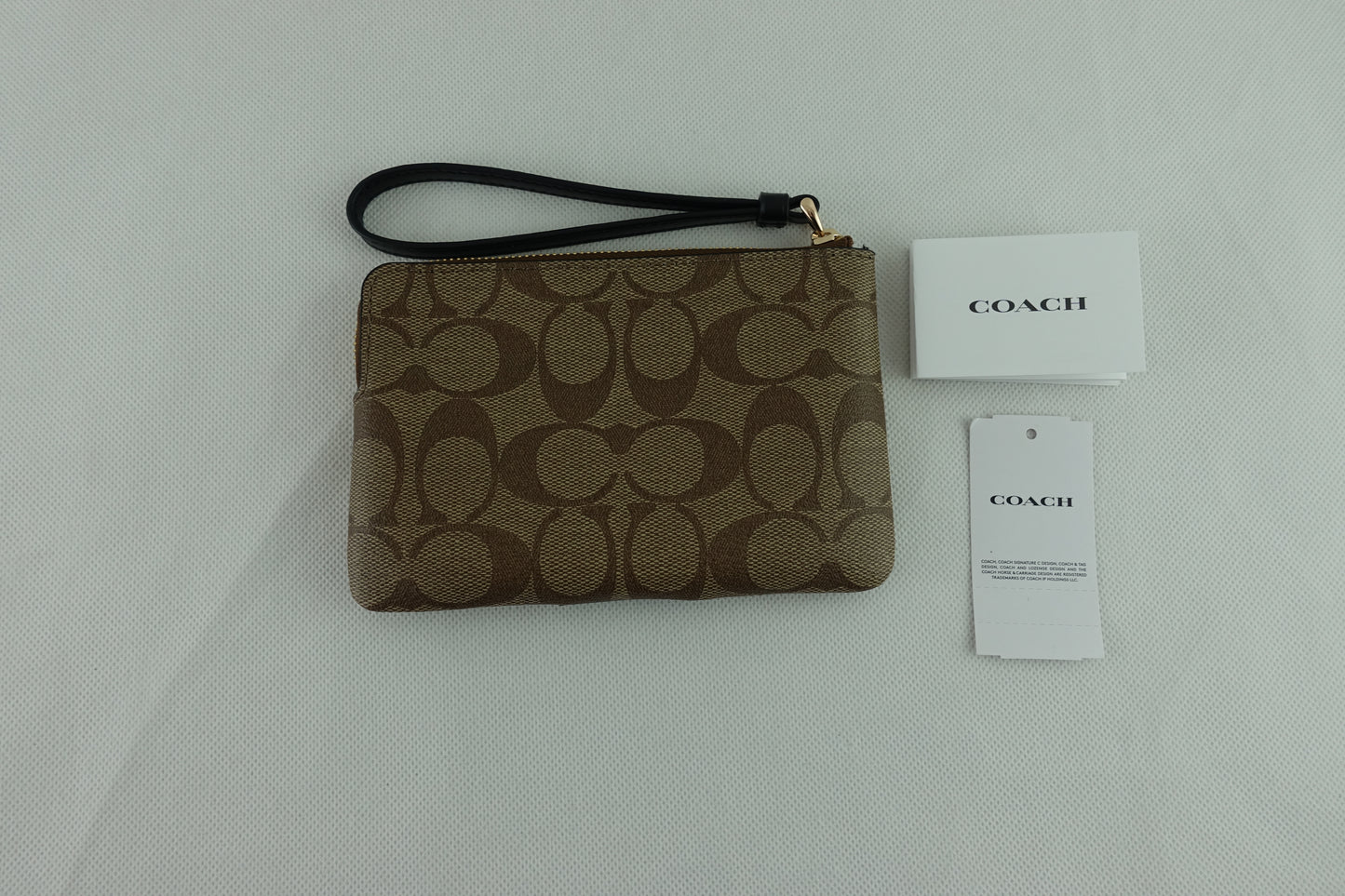 Monedero Coach Corner Zip Estampado Cafe