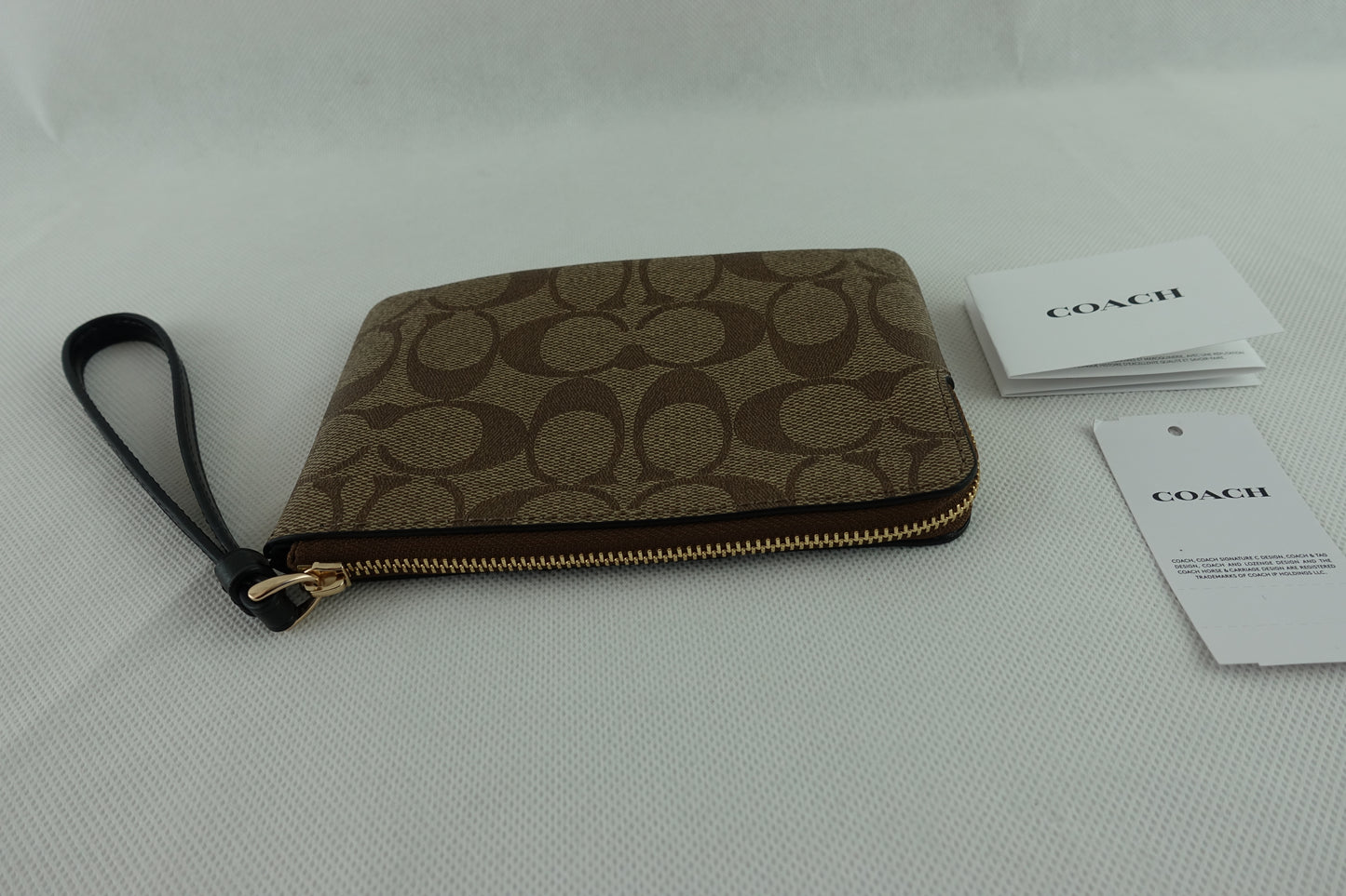 Monedero Coach Corner Zip Estampado Cafe
