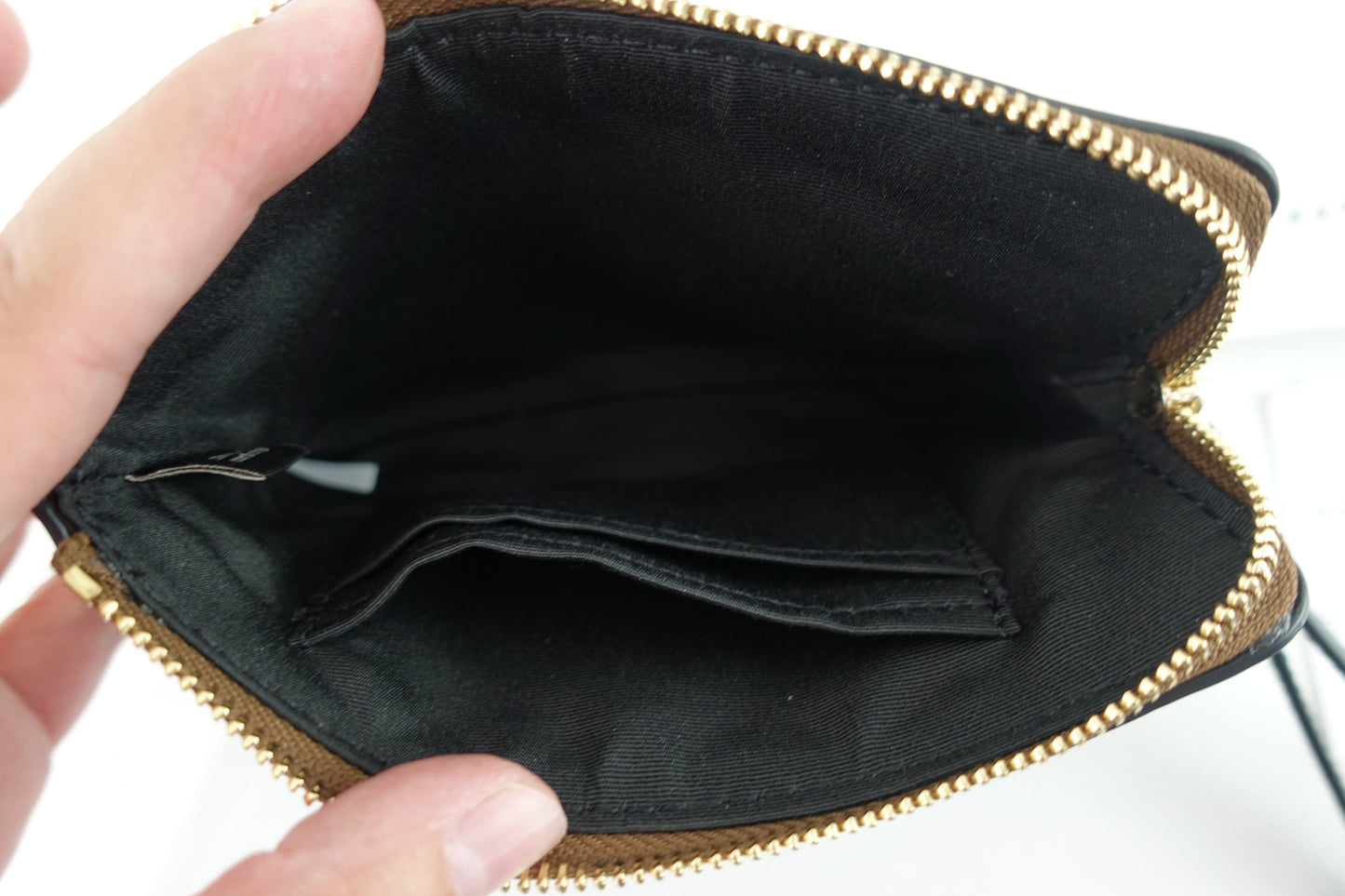 Monedero Coach Corner Zip Estampado Cafe