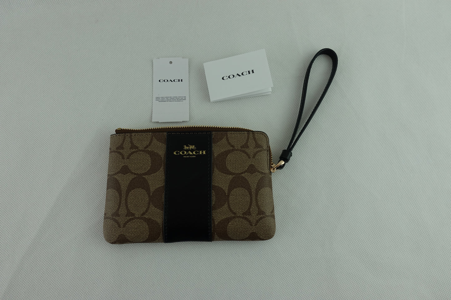 Monedero Coach Corner Zip Estampado Cafe