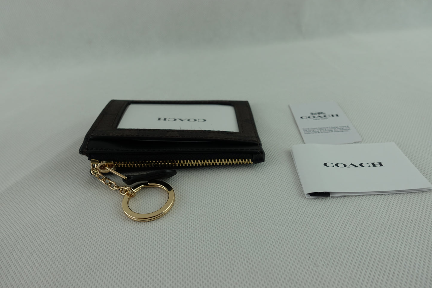Tarjetero Coach Signature Mini Skinny Id Case Cafe Oscuro Negro