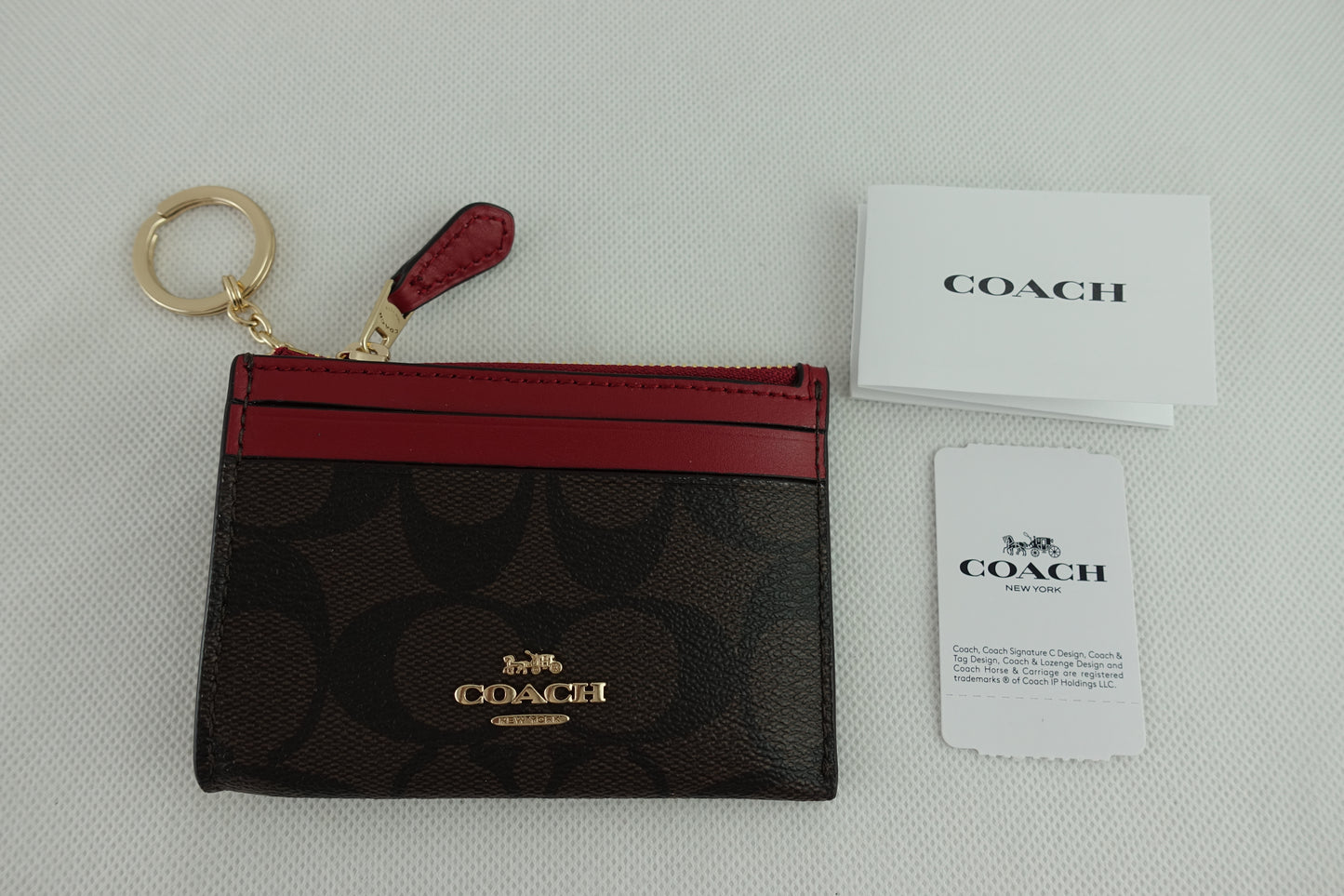Tarjetero Coach Signature Mini Skinny Id Case Rojo