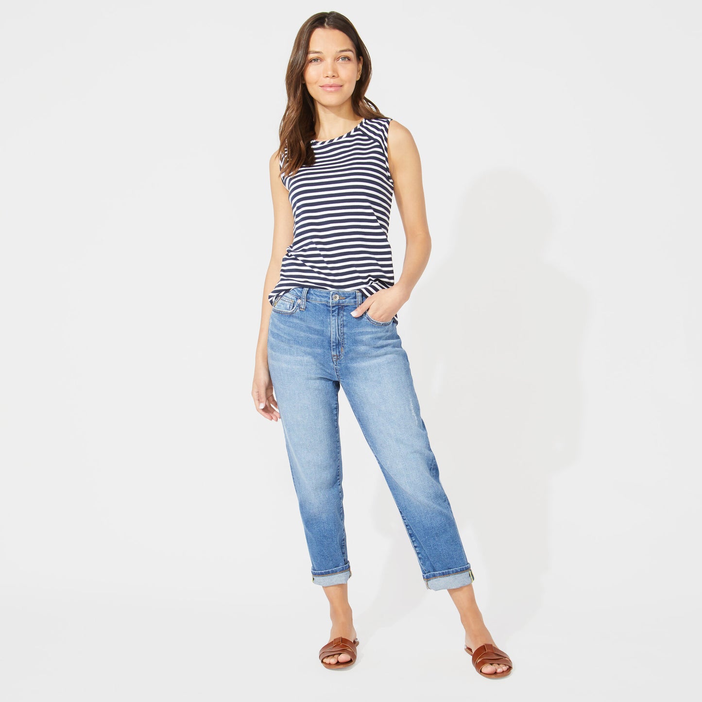 Blusa Nautica Mujer Stripe Sleeveless Knit Top