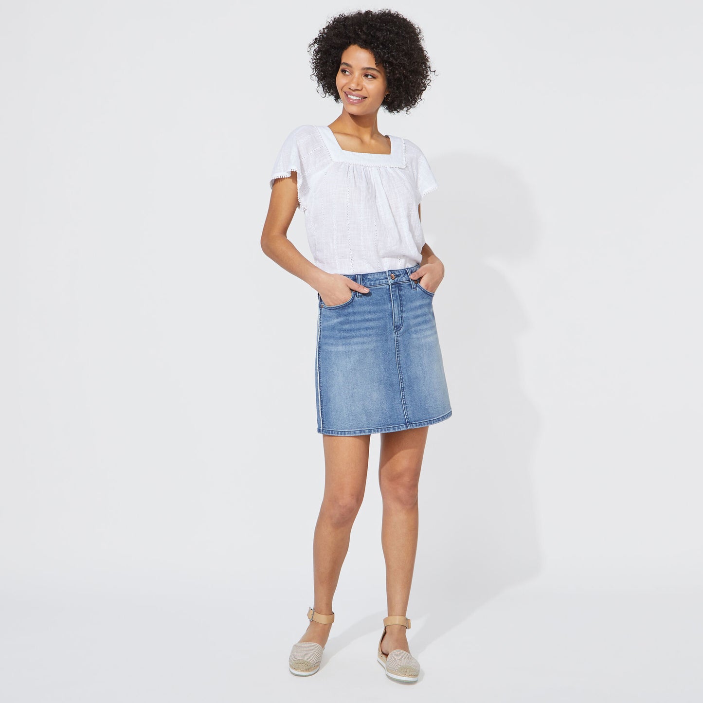 Blusa Nautica Dama Embroidered Stripe Square Neck Top