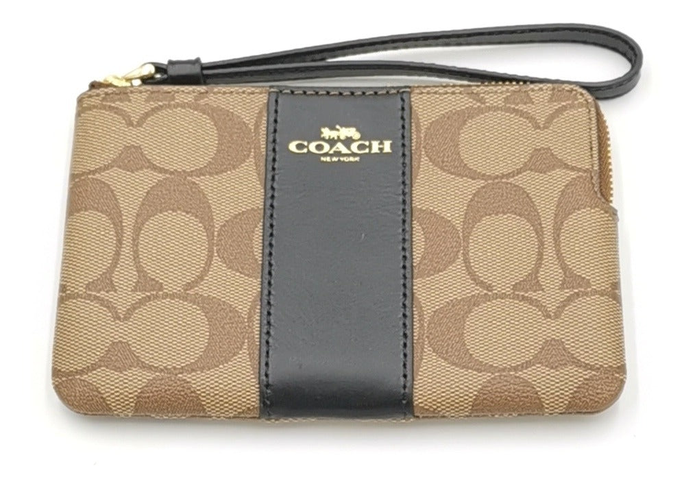 Monedero Coach Corner Zip Estampado Cafe