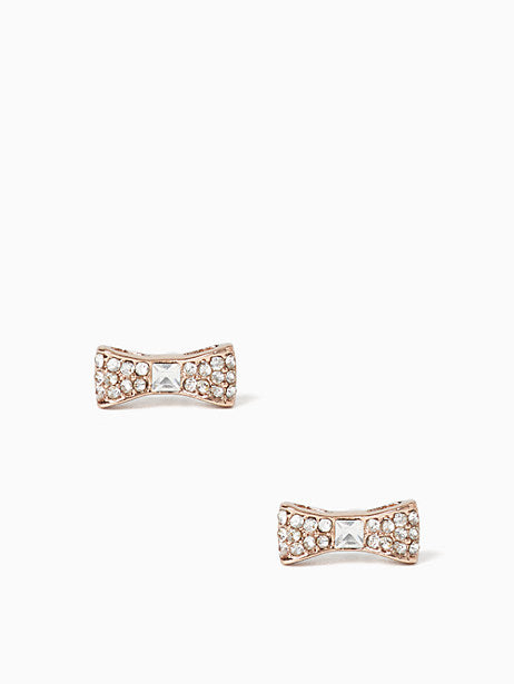 Aretes Kate Spade Ready Set Bow Pave Bow Stud Dorado Rosado